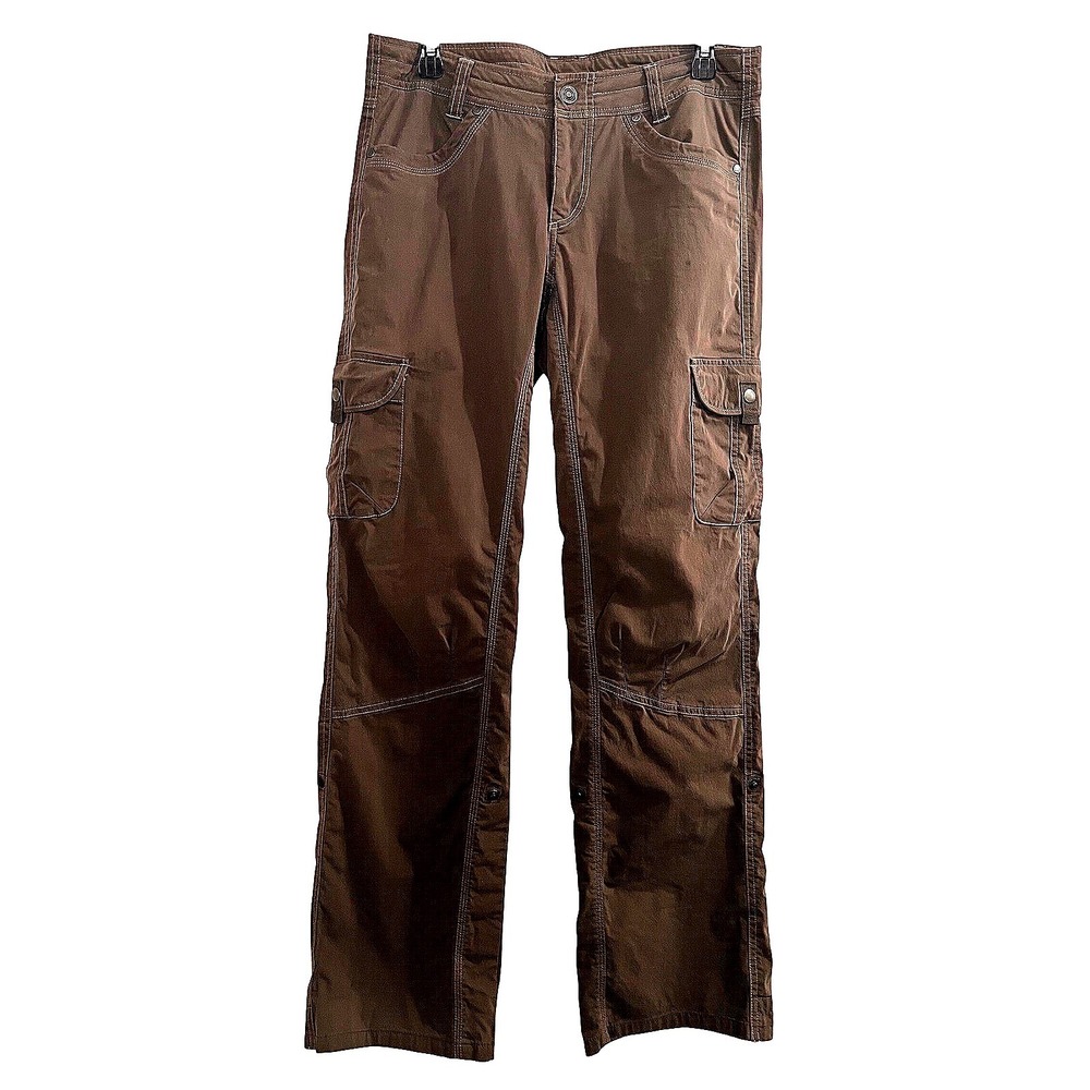 Kuhl Women Brown Outdoor Cargo Hiking Pants 8 Reg Articulated Knee Roll Up Leg